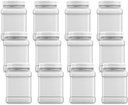 Company 48 fl oz Square Clear Jar with Pinch Handle, 12 Count, Pantry Storage & Organization, Plastic Container with Lid