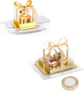 EUSOAR 12pcs 3.5 Inch Gold Tall Cupcake Boxes and 6 Pack Rectangle Cupcake Boxes 4 Count