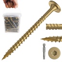 #14×4.5inch Wood Screws, Gold Heavy Duty Outdoor Deck Screws 200pcs Epoxy-Coated Star Self-Tapping Screws, No Pre-Drilling Required, for Woodworking Construction Projects, With T30 Drill Bit