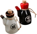 2pcs Japanese Style Ceramic Condiment Dispenser Cork Liquid Seasoning Jar for Kitchen Use Decorative Sauce Bottle for Oils and Vinegars