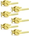 6 Pack Brushed Gold Door Handles, Modern Privacy Interior Door Lever with Lock, Round Knurled Door Knobs for Bedroom and Bathroom, Reversible for Right & Left Side