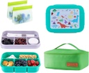Leak-Proof, 8-Compartment Bento-Style Kids Lunch Box - Ideal Portion Sizes for Ages 6+, Durale, Drop-Proof, Dishwasher Safe, & Made with BPA-Free Materials(Green)