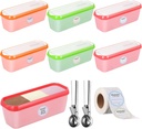 Rtteri 6 Pcs 1.59 Quart Ice Cream Containers with 2 Serving Scoop 1 Roll Stickers Lids Reusable Ice Cream Tub Containers Stackable Ice Cream Maker Accessories for Freezer Homemade Dessert Storage