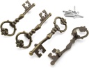 Antique Key Shape Pull Handles, 4-Pack 4.7inch / 119mm Vintage Bronze Zinc Alloy Decorative Door Pull Knob Handles for Cabinet Drawer Dresser Wardrobe