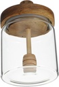 Luxshiny Glass Honey Jar with Wooden Dipper and Lid Honey Dispenser for Kitchen Syrup and Jam Food Safe Glass Container for Serving and Storage