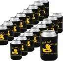 You’ve Been Ducked Duck Can Cooler | Bulk 20 Pack | Collapsible Foam Can Cozie Holder | Duck Duck Game | Attached to Rubber Duck Tags | Black with Yellow Design