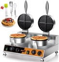 PYY Commercial Waffle Maker - Double Waffle Maker, Large, Stainless Steel, Non-stick Electric Chaffle Maker for Restaurant Party Food Stall
