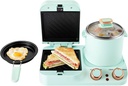 3-in-1 Breakfast Station,Retro Household Breakfast Maker,Electric Mini Toaster Bread Breakfast Sandwich Maker,Non-stick Breakfast Sandwich Maker with Frying Pan&Boiling Pot,Food Steamer