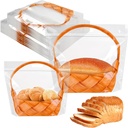 110PCS Clear Plastic Bread Bags with Handle, Zippered Food Bag for Homemade Bread,Freezer Bread Packaging Bags with Basket Pattern for Cookie Toast Loaf Bakery Cafe (50 * 12.6In,60 * 11.5In)