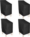 ANMINY Waterproof Patio Chair Covers UV-Resistant Windproof Outdoor Barstools Chair Cover Stackable Lawn High Back Dining Chair Furniture Protector with Storage Bag - Black, Pack of 4