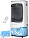 Uthfy Swamp Cooler, 3-IN-1 Evaporative Air Cooler with 7.2 Gallon Water Tank, 4 Ice Box, Remote, 12H Timer, 120°Oscillation, Portable Air Conditioner, Cooling Fan for Bedroom Indoor Outdoor Use