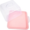 Transparent Portable Cake Carrier with Lid and Handle and Oil Plastic Birthday Cake Storage Box Reusable Dessert Holder for Home Bakery and Outdoor Parties Pink