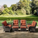 Joyside Patio Furniture Set 6 Pieces - Outdoor Rattan Furniture Set with 2 Armchairs, 2 Couch and 2 Ottomans, Olefin Cushions Included(Mixed Grey/Orange)