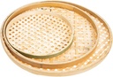 Amosfun 3Pcs Hand-woven Bamboo Kitchen Baskets Natural Bamboo Strainers Detachable Base for Fruit and Vegetable Storage Multi-function Bread Baskets