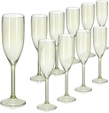 XUWAIDSGN 10 Pcs Champagne Flutes Plastic Wine Glasses Bulk Vintage Champagne Flutes Mimosa Bar Glasses Stemmed Drinking Cups 5.4OZ for Christmas Birthday Wedding Bride (10, Sage Green)