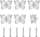 Butterfly Drawer Knobs, 6Pcs Zinc Alloy Cupboard Pull Handles Beautiful Silver Handles for Decorating Drawer, Cabinet,Closet