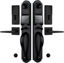 Keyless Entry Door Lock Set, Heavy Duty Smart Double Door Handleset with Touchscreen Keypad, Electronic Keyed &Dummy Exterior Door Lock Set, Right Handed, 17.52'' Length