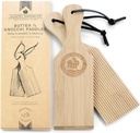 Gnocchi Boards and Wooden Butter Paddles to Easily Create Authentic Homemade Pasta and Butter Without Sticking - Set of 2 Makers - 9.5 inches