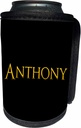 Can Cooler Bottle Wrap - Anthony popular man name in the America. Yellow on black gift Alexis Design - Popular Male Names in USA