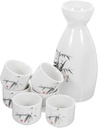 GLEAVI 1set Japanese Ceramic Sake Kettle Cups Traditional Pot Vintage Design for Tea Wine and Sake Enjoyment Great for Special Occasions