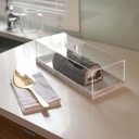 (D) Judaica Lucite Decorative Rectangular Bread Box For Kitchen (White)