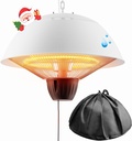 Electric Outdoor Heater, 1500W Hanging Ceiling Mounted Infrared Patio Heater for Outdoor Use, Waterproof Electric Heater for Porch, Balcony, Garage, Adjustable Height, White