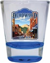 R and R Imports Deadwood South Dakota Wild West Design Souvenir 2 Ounce Shot Glass Round Blue Single
