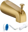 Tub Spout with Diverter, Slip On Bathtub Spout Fits 1/2'' Copper Tube(5/8'' Dia), Bathroom Tub Faucet with PTFE Tape & Hex Wrench, Brushed Gold