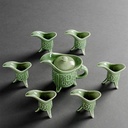 Sake Wine Set, Wine Glass,7 Piece Black Retro Ceramic Sake Set, Japanese Style Wine Dispenser Set, Home Exquisite Sake Cup Set for Cold/Warm/Shochu/Tea, Black,Home Decor/Black