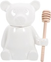 Luxshiny 1set Ceramic Bear Shaped with Wood Dipper Cute Cartoon Honey Storage Container for Dry Food Syrup Candy Compact and Design for Kitchen Countertop Use