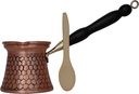 YDB Copper-KCP Series(9.5floz)-Turkish Greek Arabic Armenian Coffee Pot with Wood Handle/Thickest Solid Engraved/Hammered Antique Copper Cezve,Jezve,Jazva,Ibrik,Briki,Coffee Maker (Matte)
