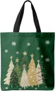 Horadaily Canvas Tote Bag, Christmas Winter Christmas Tree Reusable Shoulder Tote Bag