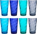 US Acrylic Optix Plastic Reusable Drinking Glasses (Set of 8) 20oz Water Cups in Coastal Colors | BPA-Free Tumblers, Made in USA | Top-Rack Dishwasher Safe