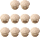 10Pcs Wood Drawer Knob, Round Unfinished Wood Cabinet Furniture Drawer Knob Mushroom Shape Wooden Knobs Pull Handle for Wardrobe Dresser Drawer Cupboard 1.34" / 34mm