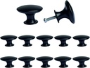 Black Knobs for Chest of Drawers, 12 Pack Vintage Kitchen Cabinet Pulls Round Metal Cupboard Door Handles with Screws for Furniture Dresser Wardrobe, 30x21mm