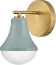 Lark Haddie 85510SF Modern Bath Sconce - Single Light, Mount Up or Down, Dimmable - Seafoam + Lacquered Brass