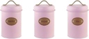 3Pcs Vintage Kitchen Canister Set Metal Food Storage Jars Sturdy Metal Storage Jars with Lids For Coffee Teas Sugar (pink)