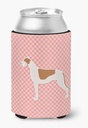Caroline's Treasures BB3605CC Greyhound Checkerboard Pink Can or Bottle Hugger Cooler Washable Drink Sleeve Collapsible Beverage Insulated Holder, Can Hugger, Multicolor