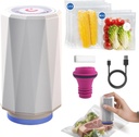 Handheld Vacuum Sealer for Food, Compact Food Vacuum Sealer Machine, Seal Meal Saver, Portable Food Sealer with 5 Reusable Sous Vide Bags for Food Preservation & Fresh, Meal Prep, White