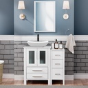 UEV 36" White Bathroom Vanity with Vessel Sink,Modern Bathroom Vanity Cabinet, Modern Artistic Ceramic Vessel Sink Combo,Removable Side 3 Drawers Cabinet,Mirror Not Included(032WH)