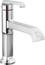 Delta Tetra Chrome Bathroom Faucet 1 Hole, Single Hole Bathroom Sink Faucet for Vanity, Metal Push-Pop Drain Assembly, Lumicoat Chrome 589-PR-DST