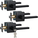 2pcs Passage Door Levers & 1pc Keyed Entry Door Lever
