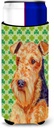Airedale St. Patrick's Day Shamrock Portrait Ultra Beverage Insulators for slim cans