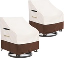 Rileytee Outdoor Chair Cover 2 Pack,600D Heavy Duty Waterproof Swivel Lounge Chair Covers,Patio Swivel Chair Covers for Outdoor Furniture (Beige & Brown,27.5" W x 32.5" D x 39" H)