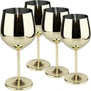 TJ Wine Glasses Stainless Steel Set of 4, Unbreakable Wine Glass 17oz, Wine Accessories Cool Wine Glass, Wine Goblets for Outdoor, Travel, House Warming, Valentines, Anniversary, Gold