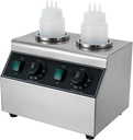 Electric Sauce Warmer Heater, 2 Grids Hot Fudge Warmer Dispenser, Commercial Nacho Cheese Dispenser with 2 Bottles, Jam Chocolate Caramel Sauce Heat Preservation Machine 86-176 ℉