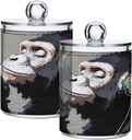 Acrylic Plastic Clear Jar with Lid, Painting Monkey Headphones Watercolor Airtight Storage Jar 2 Pack Kitchen Storage Containers for Cookie Snack Candy