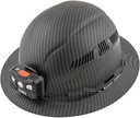 Hard Hat, Vented Full Brim, Class C, Premium KARBN Pattern, Rechargeable Lamp, Padded Sweat-Wicking Sweatband, Top Pad