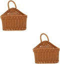 TIDTALEO 2pcs Countryside Style Wall-mounted Storage Basket for Kitchen Plastic Knitted Organizer for Spoons and Utensils Simple and Functional Household Decor