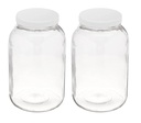 North Mountain Supply 1 Gallon Glass Jar Wide Mouth with White Plastic Lid - USDA, BPA-Free, Made in The USA - for Fermenting, Storing, Canning, and Much More! - Case of 2
